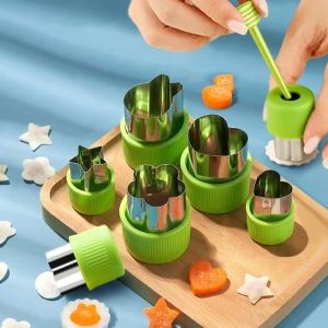 Bộ Khuôn Cắt Trái Cây Bằng Thép Không Gỉ 6/8/10 Cái Nhỏ Bánh Quy Hoành Thánh Cắt Hình Trái Tim Hình Hoa Rau Dụng Cụ Dập Nổi Thân Thiện Với Môi Trường