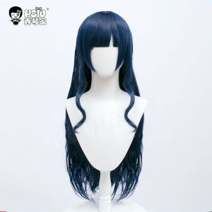 HSIU | FF14 Cos Wig Dark Blue Long Wavy