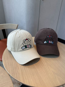 Sweet Cute Little Dog Embroidery Soft Top Baseball Cap Women Travel Wide Brim Sun Protection Student Duckbill Hats Casual Style