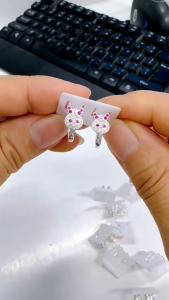 Bông tai bạc cho bé gái hình mặt thỏ xinh xắn - Shop Bạc Nhật Duy