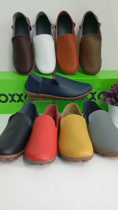 รองเท้า OXXO สุขภาพหนังแท้ หนังวัว คัทชู พี้นแบน พี้นยาง พื้นสูง 1 นิ้ว X06019