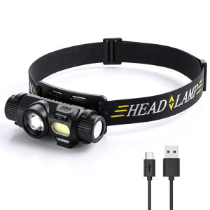 BORUiT Motion Sensor Headlamp 5 Modes Lightweight Type-C Rechargeable LED Headlight Waterproof Camping Fishing Head Flashlight