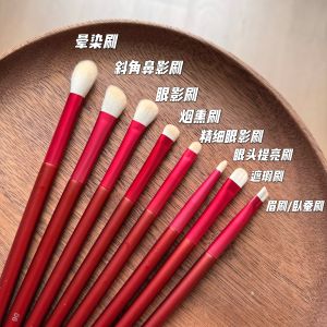 Bộ 8 Cọ Trang Điểm Mắt Màu Đỏ Mới Dùng Cho Người Mới Bắt Đầu Bộ Cọ Trang Điểm Má Hồng Và Mắt Môi Trường Làm Việc Dài 5 Năm