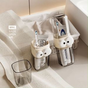 Travel Toileting Cup Plastic Toothpaste Dental Appliance Cup Portable Dental Jar Storage Set Three In One Travel Mouthwash Cup