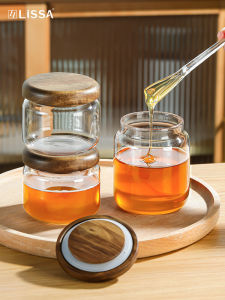 Food Grade Glass Sealable Jar Small Size Honey Pot with Spoon for Honey Storage Kitchen Cooking Utensils Japanese Style