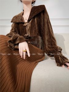 High Waist A-Line Long Skirt Womens Spring Autumn New Style Plaid Slimming Retro Half-length Korean Style Commute Polyester Fiber