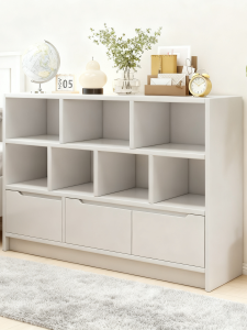 Modern Minimalist Bedside Table White Storage Cabinet Drawer Organizer Bedroom Cabinet Small Tailend Cabinet Grid Cabinet