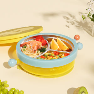 Royal Pet Baby Long Plate Compartment Tray Baby Suction Cup Water Injection Thermal Insulation Solid Food Bowl Stainless Steel Kids Tableware