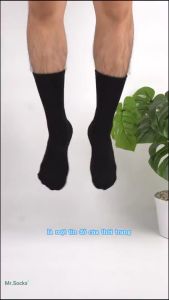 Combo 5 đôi tất nam nữ Mr.Socks cổ cao trơn vớ trơn cổ cao có đệm xù mềm mại êm chân chất liệu cotton khử mùi - TATXU-COCAO-TRON-CB5