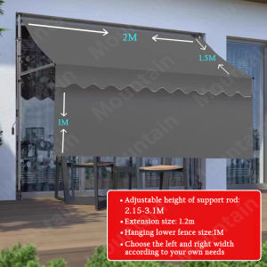 Sunshade Parasol Umbrella Garden Patio hand cranked curtain  retractable rain canopy non perforat