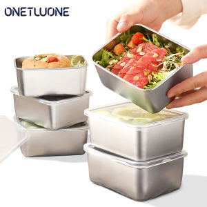 Onetwone 304/316 Stainless Steel Fresh Keeping Box Airtight Food Storage Container With Lid Lunch Bento Food Box Outdoor Picnic Camping Tool