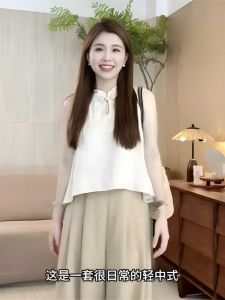 สุภาพสตรี สไตล์ลำลอง เสื้อติดกระดุม หลวม Fit แขนกุด Qipao เสื้อท่อนบน สไตล์แห่งชาติจีน 2024 ฤดูร้อน ใหม่ ดีไซน์