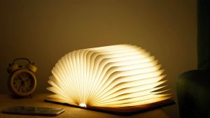 [HCM] - Đèn Sách Vân Gỗ Wooden Grain Six Color Book Lamp Cao Cấp - EuroHome