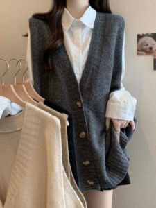 plus Size Open Cardigan Sweater Women Autumn Winter Loose Long Sleeveless Knitted Top Design Sense Fashion Workwear V-Neck
