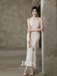 JK&JS | Rayon Embroidered Sleeveless Cheongsam Dress