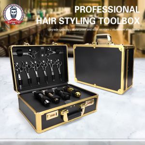 กระเป๋าช่างทำผมแบบพกพาสำหรับร้านเสริมสวยกล่องเก็บเครื่องมือกระเป๋าบาร์เบอร์ทำผมแบบย้อนยุคความจุเยอะ