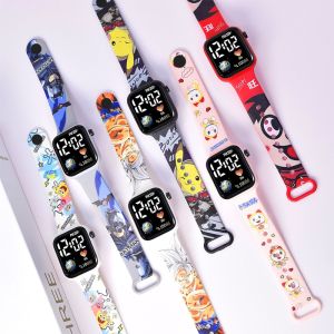 Cartoon Printing Kids Watch Batman/Pikachu/Doraemon/KT Cat Wristband LED Square Screen Watch Student Y1 Button Electronic Watch For Kids Watch Gift
