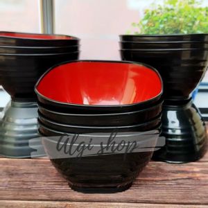 12Pcs Promo Gratis sendok Mangkuk Kotak ramen hitam merah