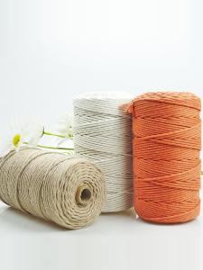 3mm Cotton Rope DIY Hand Weaving Tapestry Hook Knitting Cup Mat Material Kit 200m Four Strands Colorful Cotton Rope
