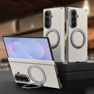szhaiyu | Shockproof Leather Case For Samsung Galaxy Z Fold 8 Ultra 7 6 For Magsafe Magnetic With 360 Rotating Ring Stand Hinge Protection