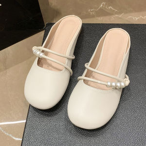 French Style Pearl Decorated Slip On Shoes