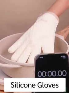 1PCS Silicone Oven Gloves Oven Heat Insulated Finger Gloves Thickened Anti Scalding GlovesKitchen Baking Tool