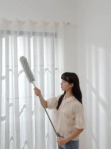 Stainless Steel Telescopic Extension Dust Collector Household Cleaning Microfiber Chenille Dust Brush Cleaning Tool
