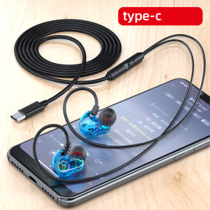 Quad Core Earphones 9D Surround Sound type C&3.5mm In Ear Headphones Deep Bass Noise Reduction Earbuds Gamer Headset for Samsung