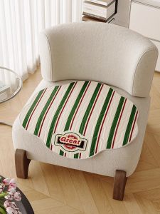 American Style Ice Silk Single Sofa Pad Cool Sensation Seat Cushion Green Irregular Shape Summer Stripe Design Removable Cover