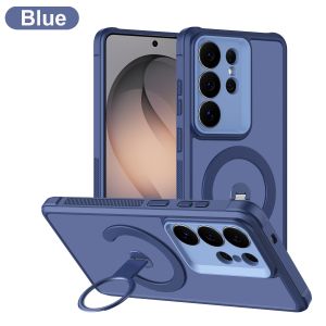 szhaiyu | For Samsung Galaxy S27 26 25 24 23Plus Ultra FE Frosted Shockproof Hard Back Cover With Armor Rotating Ring Holder For Magnetic