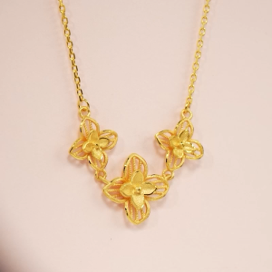 Chow Sang Sang 周生生 999.9 24K Pure Gold Chinese Wedding Collection Lily Flower Necklace for Women 47cm 95304N Price-by-Weight 5.61g Gold