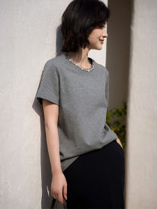 Pure Cotton Short Sleeve T-Shirt round Neck Diamond Design Comfortable Casual Womens Top OL Style Daily Wear Spring 2024