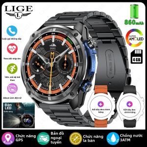 LIGE | Đồng Hồ Thông Minh Quân Đội LIGE Tích Hợp GPS Cảm Biến Nhịp Tim La Bàn Pin 860mAh Chống Nước 3ATM Dành Cho Hoạt Động Ngoài Trời