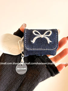 British Style Butterfly Knot Embroidered Flip Cover Protective Case for Airpods pro 3 New Model Airpods 4 Womens Canvas High-End Feels