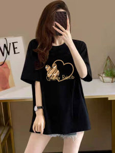 Pure Cotton Short Sleeve T-Shirt Womens Fashionable Loose Mid-Length Summer Top Slimming Stylish Korean Style Knitted Tee