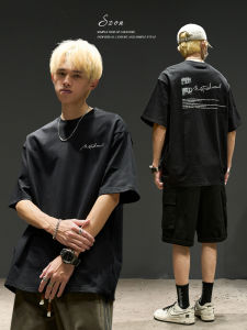 เสื้อยืดแขนสั้นผ้าฝ้ายแท้สำหรับผู้ชาย ดีไซน์อเมริกัน ลายตัวอักษร ทรงหลวม ทรงปกติ ฤดูร้อน แฟชั่น เสื้อยืดคอกลม