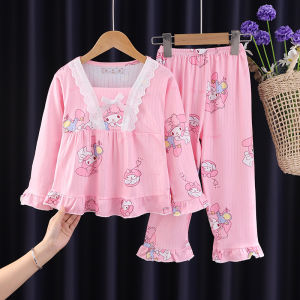Elsa Princess Childrens Sleepwear Long Sleeve Pants Home Clothes Queen Set Korean Style Baby Girls Home Suit Vestibule Costume