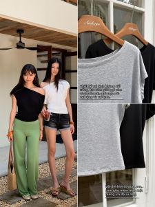 audwyn | Off-Shoulder Irregular Skinny T-Shirt