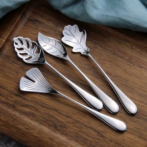 Sambonet Creative 304 Stainless Steel Coffee Spoon Stirring Dessert Artistic Leaf Shape Personalized European Style Dining Utensils