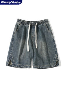 Quần Short Denim Ống Đứng Rộng Rãi Cho Nam Mùa Hè WASSUP SHARK Quần Short Nam Dáng Rộng Thoải Mái Thường Ngày Thời Trang