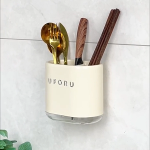 ตะแกรงใส่ตะเกียบ ชั้นใส่ช้อน กล่องเก็บตะเกียบ ระบายน้ํา ติดผนัง ไม่ต้องเจาะ