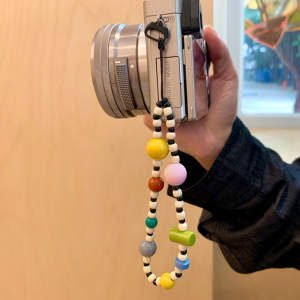 Retro Beads CCD Camera Hand Rope DIY Handmade Mobile Phone Case Instant Camera Lanyard Geometric Mobile Phone Pendant