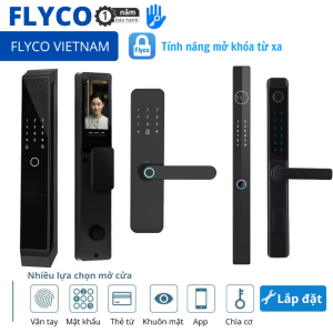 [2025] Khóa thông minh Flyco dành cho Chung Cư Căn Hộ Gỗ Composite Thép Vân Gỗ Nhôm Xingfa cửa đẩy lùa kéo App TTLock - Bảo hành 1 năm - Face ID Mở Khóa Khuôn Mặt