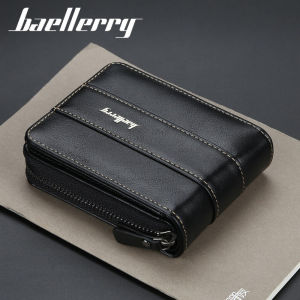 Baellerry Trifold Zipper Wallet for Men PU Leather Multi-Slot Organizer with 12+ Card Capacity - Slim RFID Blocking Coin Pouch