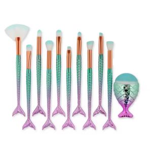 10/11-Piece Mermaid Makeup Brush Set – Creative & Cute Cosmetic Kit for Girls Perfect Birthday Gift