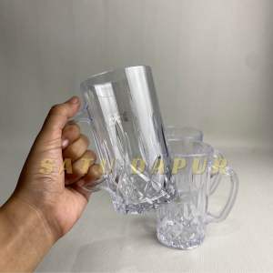 GL-16 (6 pcs / 1 lusin) - Cangkir Plastik Mika Bening Polin 400 ml Gelas Plastik Bening Polin