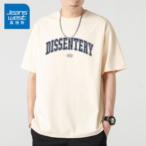 Jeanswest Mens Short Sleeve T-Shirt Pure Cotton Comfortable Loose Fit Summer Trendy round Neck Casual Top for Teens