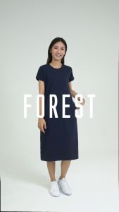 Forest Dress Perempuan | Forest Ladies Cotton Interlock Round Neck Women Casual Short Sleeve Dress - 880012