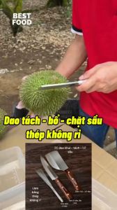 COmBO 3 dao khui tách vỏ sầu riêng thép trắng không rỉ sắc bén