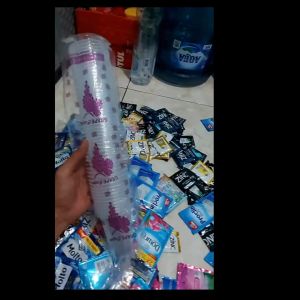 GELAS PLASTIK CUP KOPI MEREK ANGGUR / GELAS AMDK MERK GRAPE ANGGUR 220 ML PER 50pc